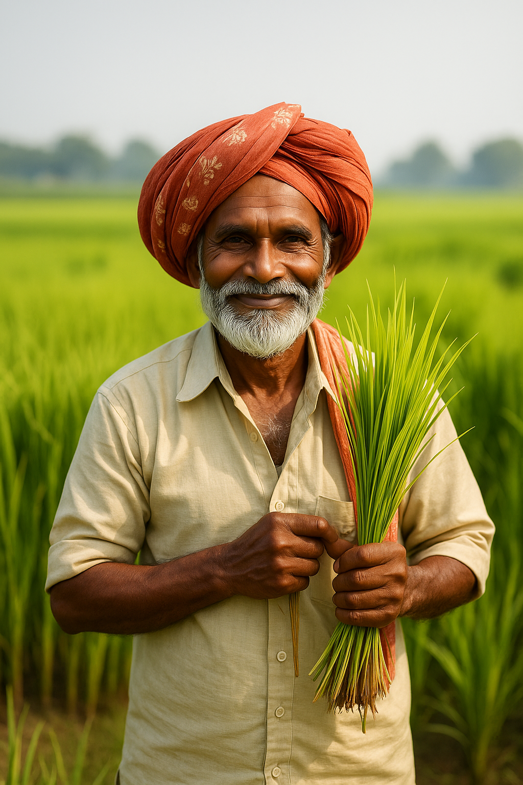 Farmer Holding Rice